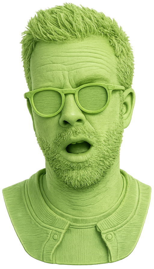 Stylized bust of Tyler Kemp